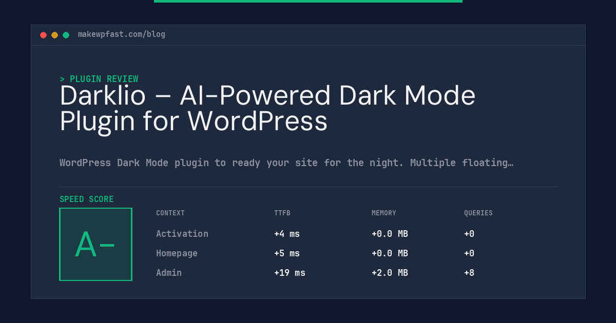 Darklio – AI-Powered Dark Mode Plugin for WordPress - MakeWPFast
