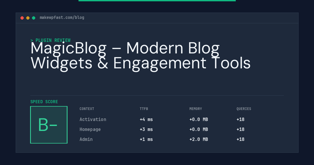 MagicBlog – Modern Blog Widgets & Engagement Tools - MakeWPFast