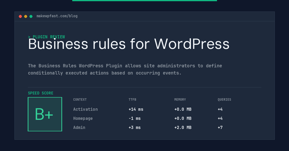 Business rules for WordPress - MakeWPFast