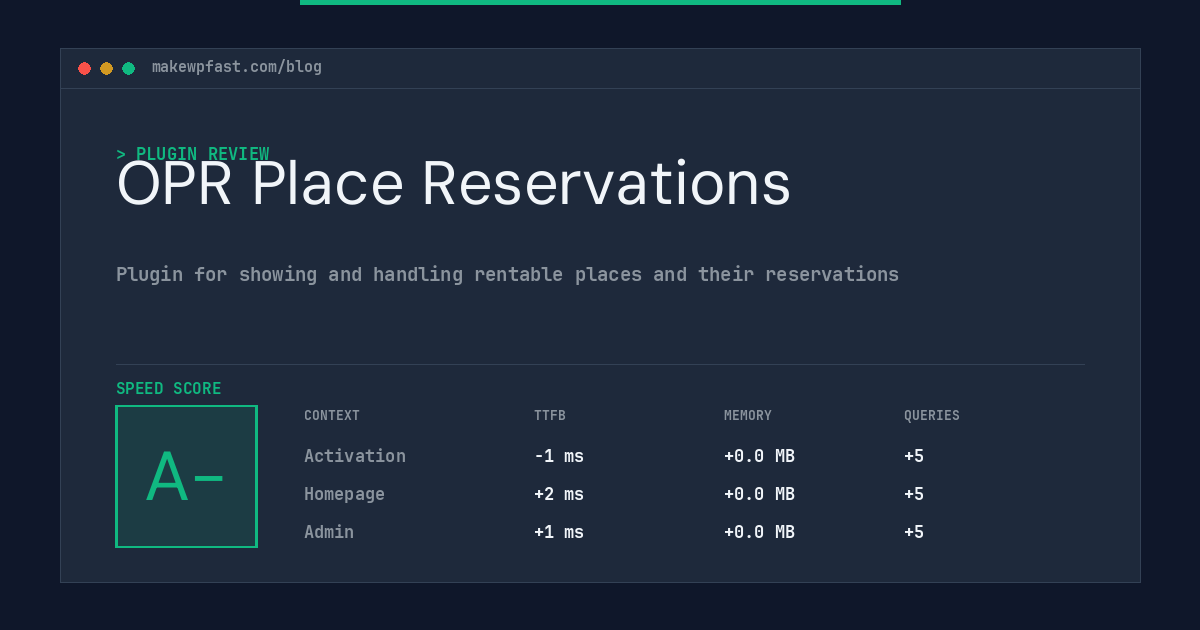 OPR Place Reservations - MakeWPFast