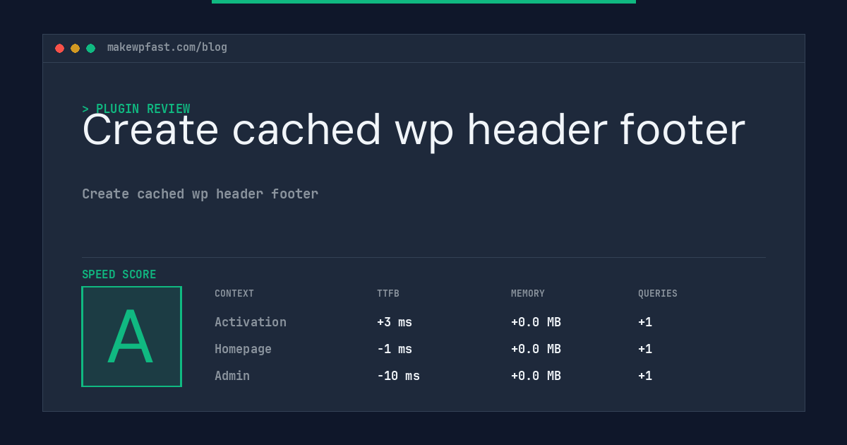 Create cached wp header footer - MakeWPFast