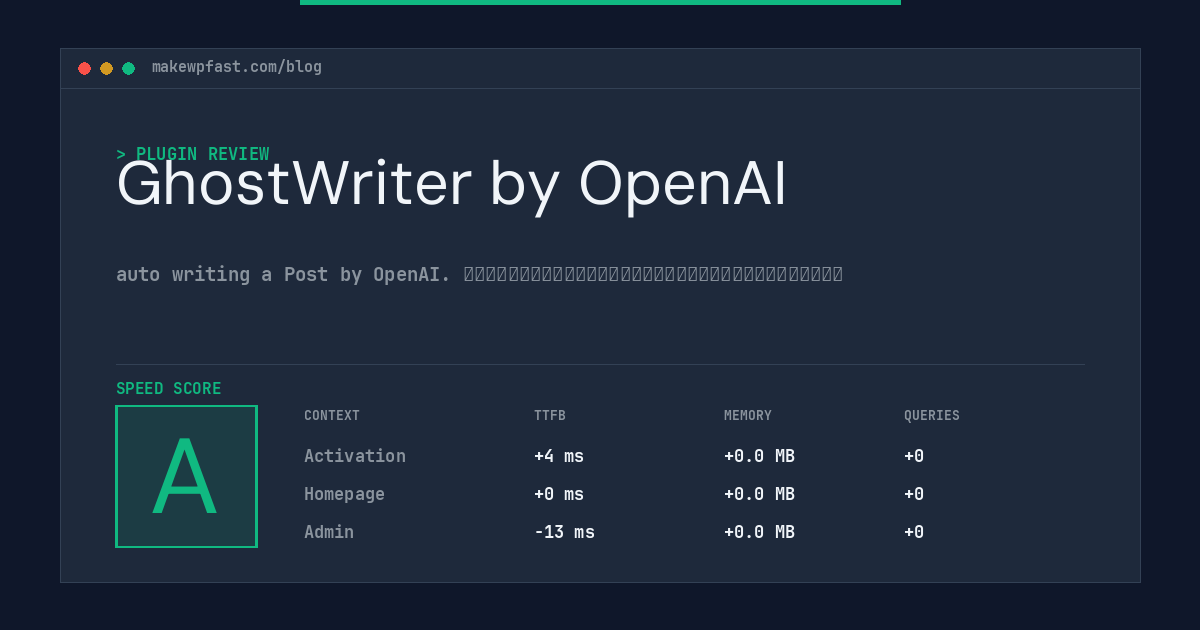 GhostWriter by OpenAI - MakeWPFast