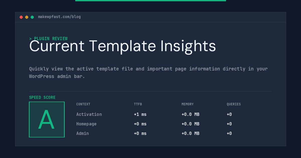Current Template Insights - MakeWPFast
