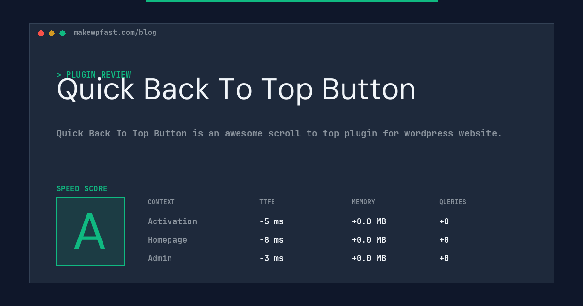 Quick Back To Top Button - MakeWPFast