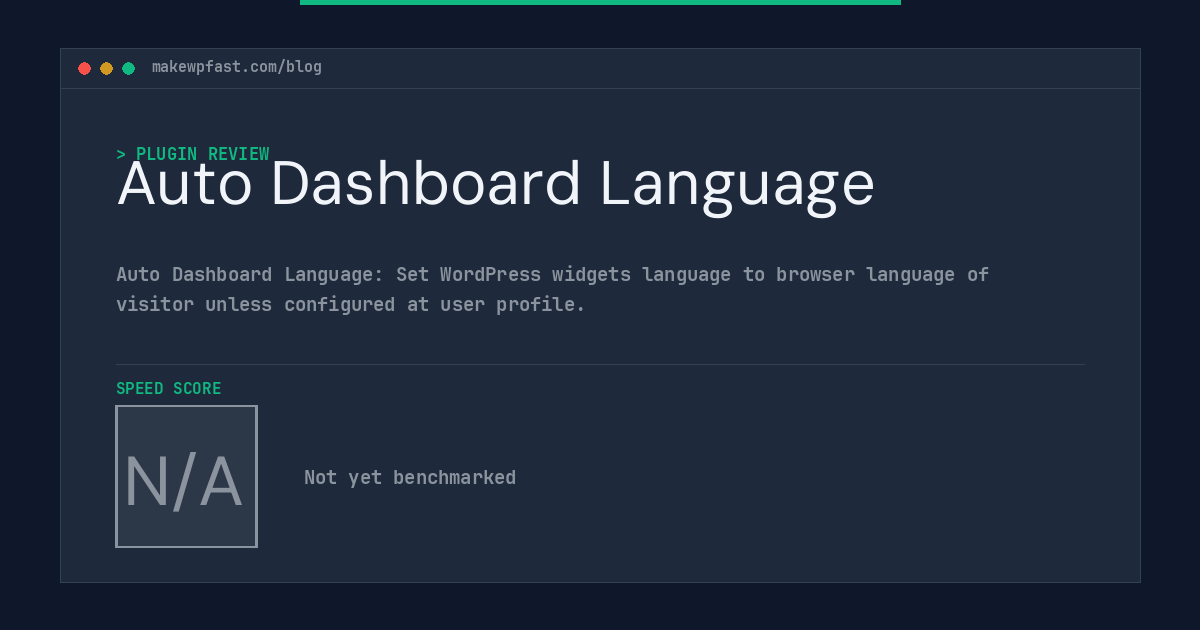 Auto Dashboard Language - MakeWPFast