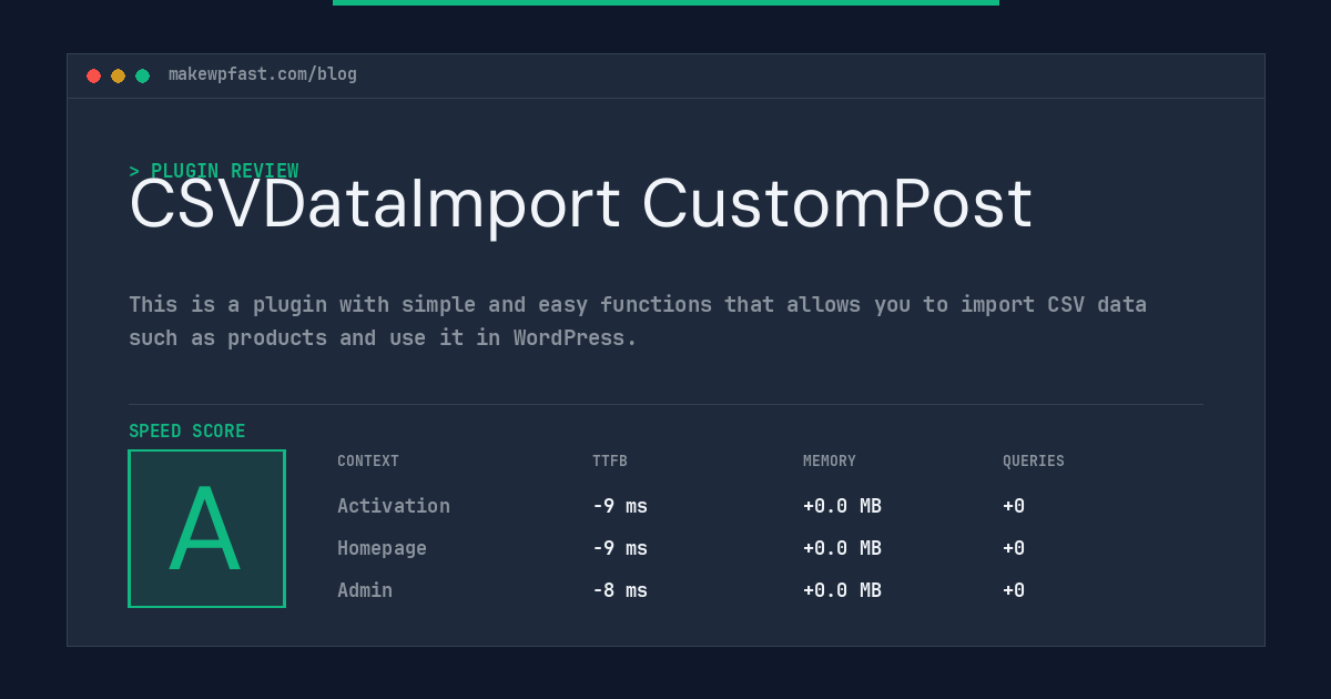 CSVDataImport CustomPost - MakeWPFast