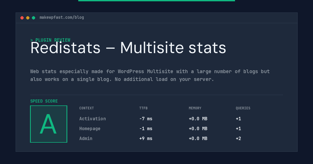 Redistats – Multisite stats - MakeWPFast