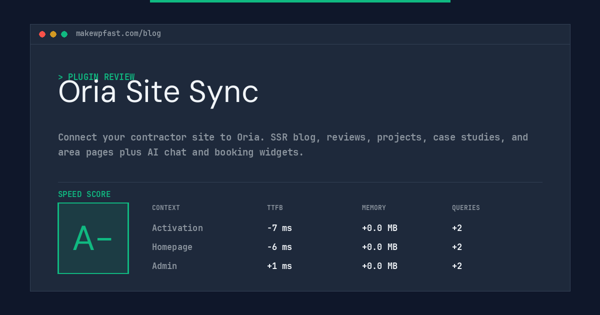 Oria Site Sync - MakeWPFast