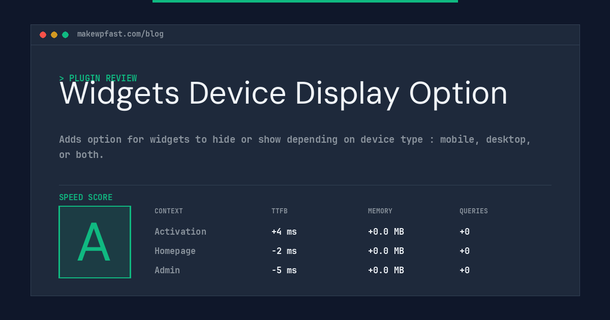 Widgets Device Display Option - MakeWPFast