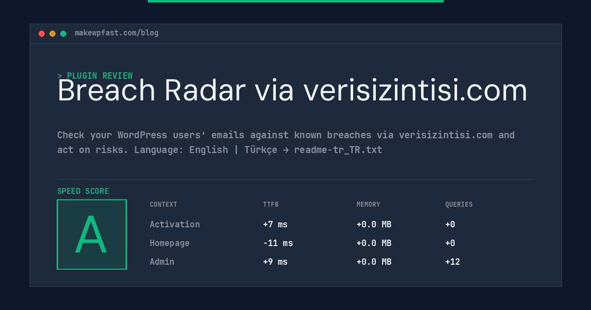 Breach Radar via verisizintisi.com - MakeWPFast
