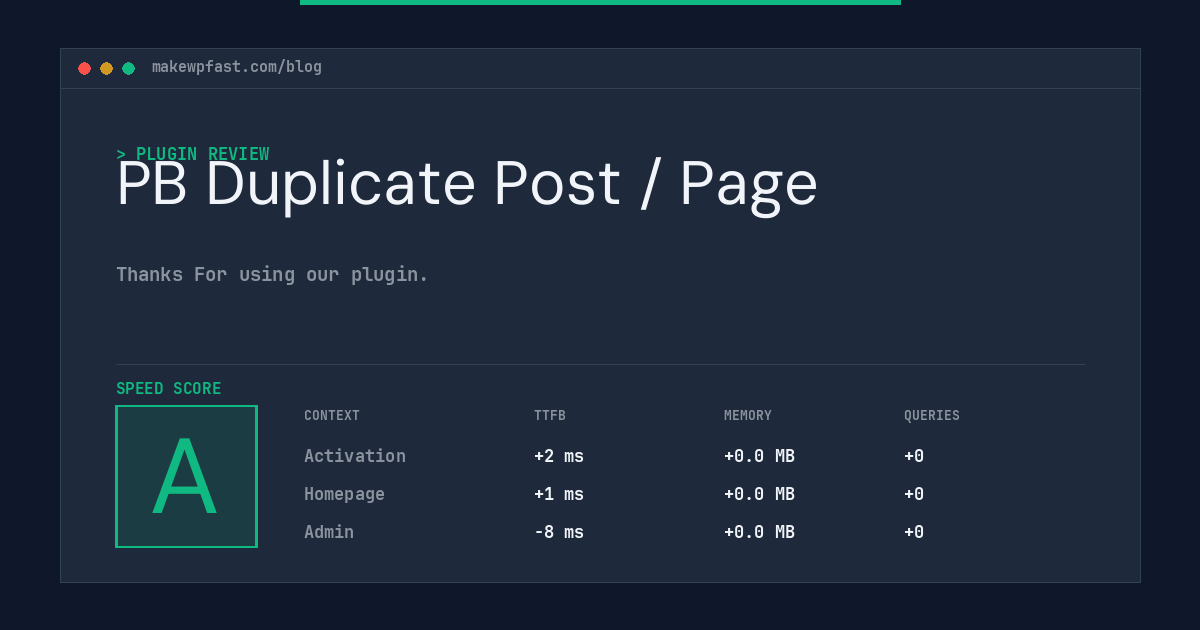PB Duplicate Post / Page - MakeWPFast