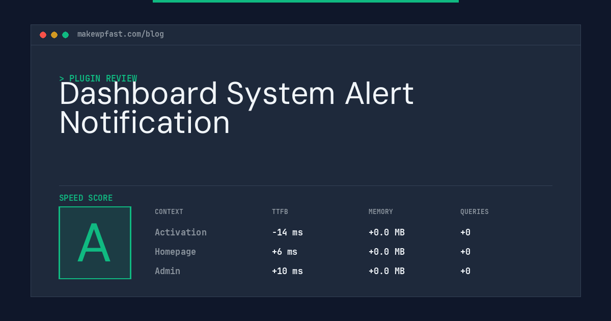 Dashboard System Alert Notification - MakeWPFast
