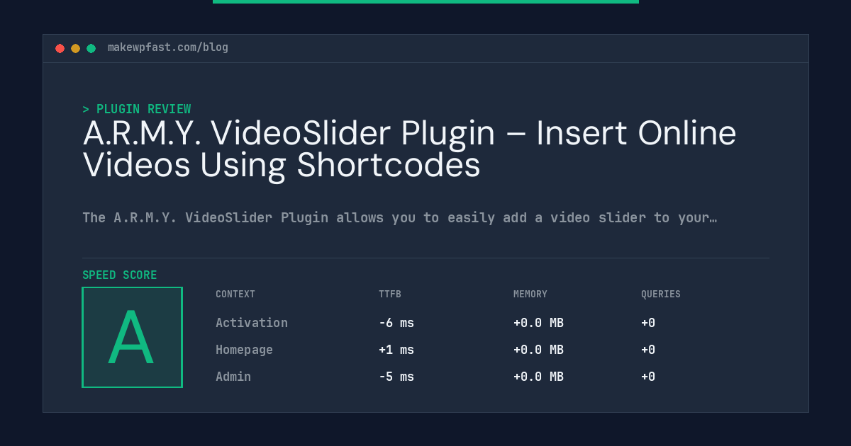 A.R.M.Y. VideoSlider Plugin – Insert Online Videos Using Shortcodes - MakeWPFast