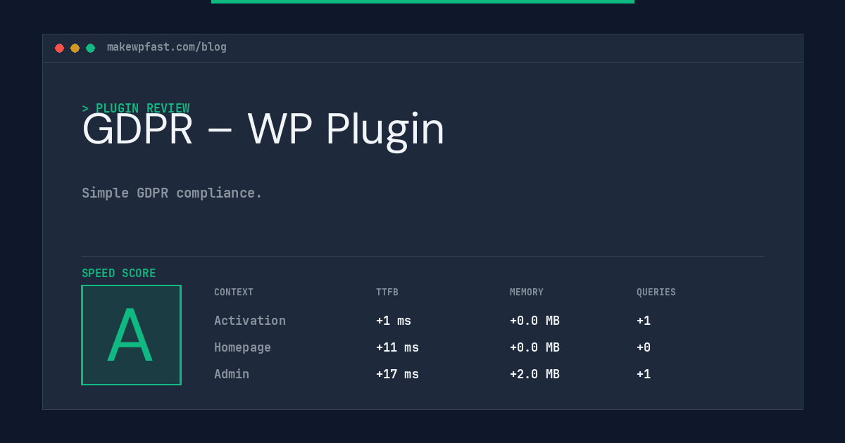 GDPR – WP Plugin - MakeWPFast