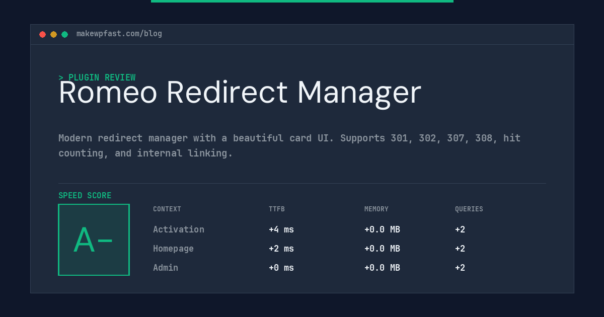 Romeo Redirect Manager - MakeWPFast