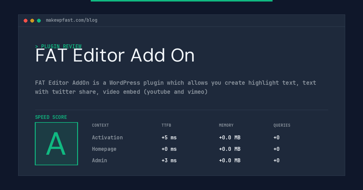 FAT Editor Add On - MakeWPFast