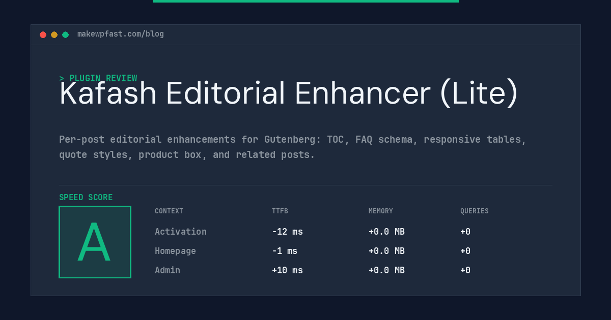 Kafash Editorial Enhancer (Lite) - MakeWPFast