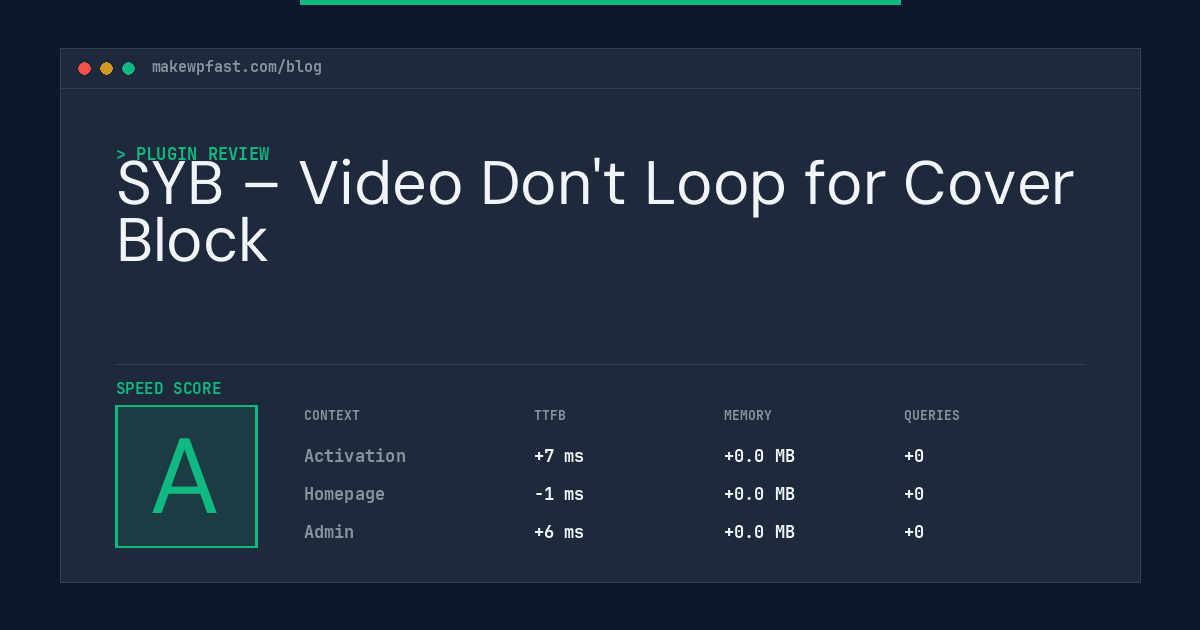 SYB – Video Don't Loop for Cover Block - MakeWPFast