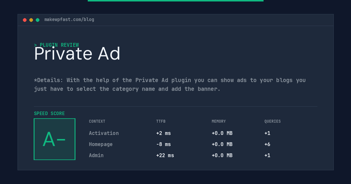 Private Ad - MakeWPFast