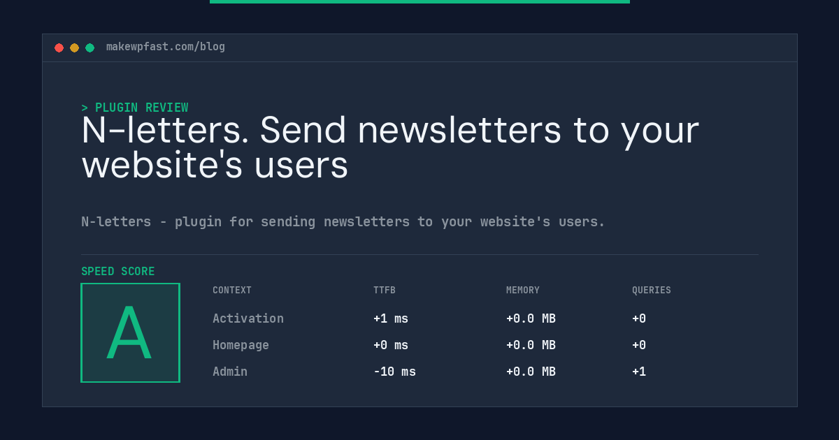 N-letters. Send newsletters to your website's users - MakeWPFast