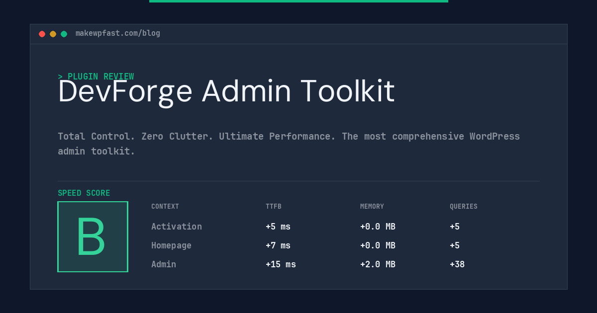 DevForge Admin Toolkit - MakeWPFast