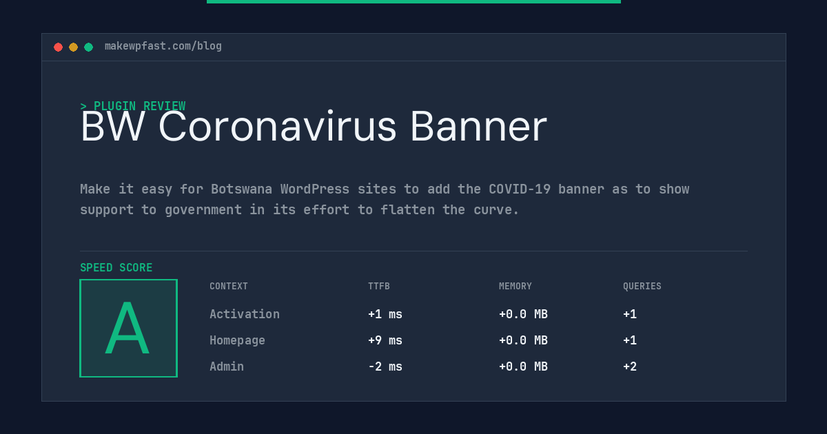 BW Coronavirus Banner - MakeWPFast