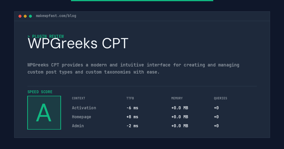 WPGreeks CPT - MakeWPFast