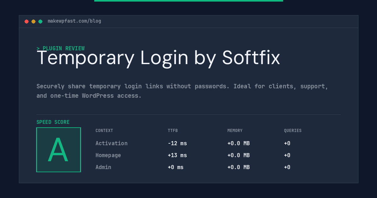Temporary Login by Softfix - MakeWPFast