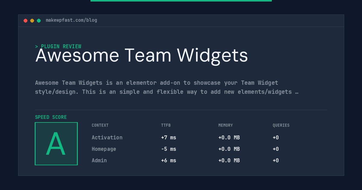 Awesome Team Widgets - MakeWPFast