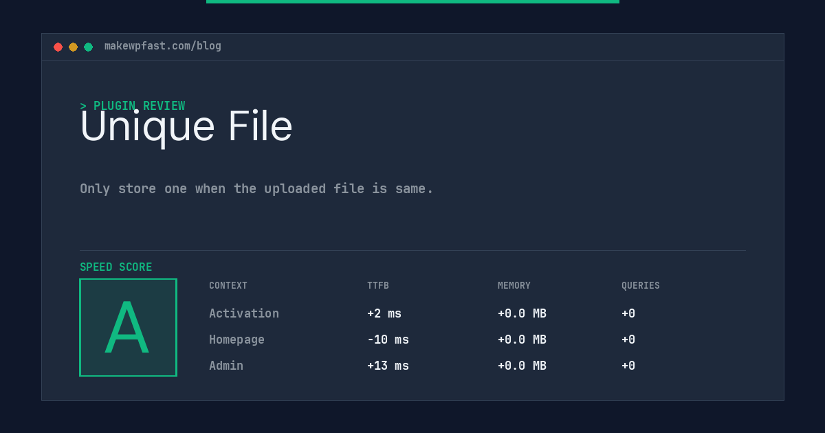 Unique File - MakeWPFast