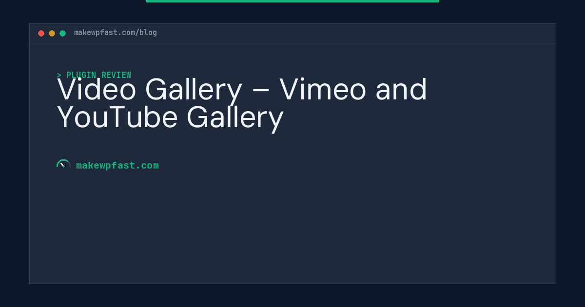 Video Gallery – Vimeo and YouTube Gallery - MakeWPFast