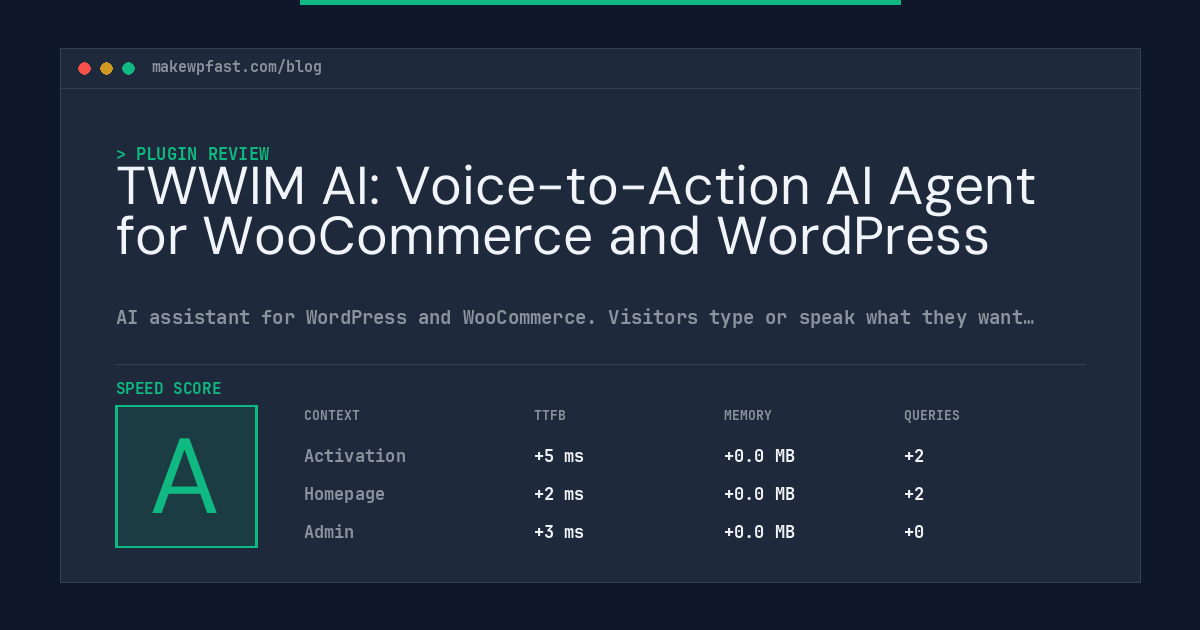 TWWIM AI: Voice-to-Action AI Agent for WooCommerce and WordPress - MakeWPFast