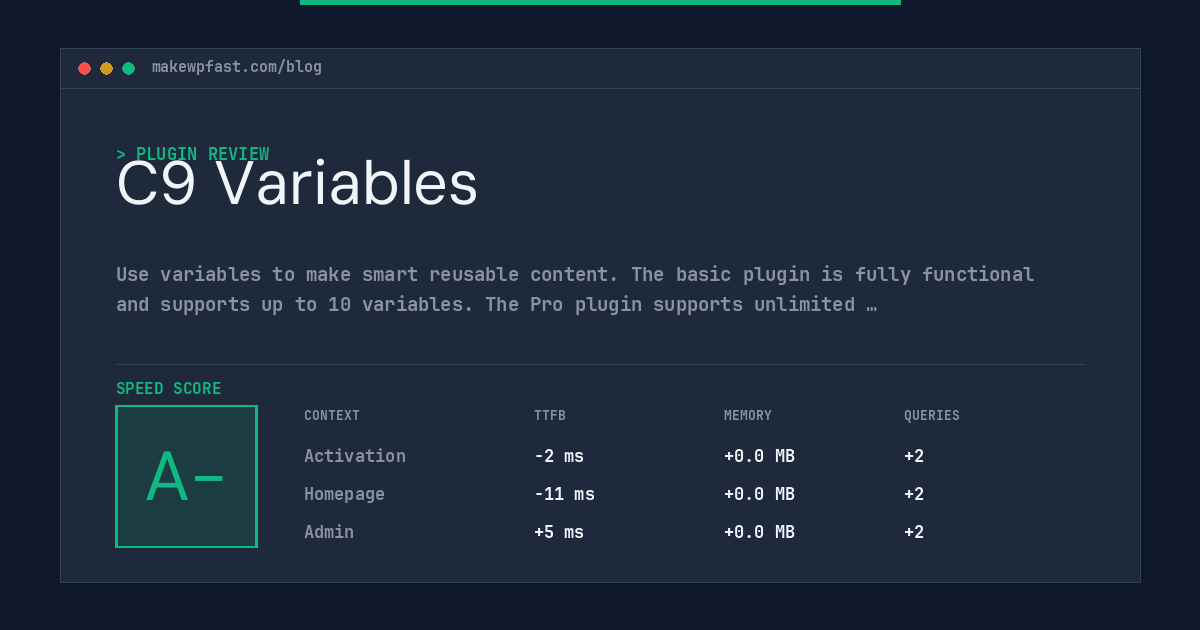 C9 Variables - MakeWPFast