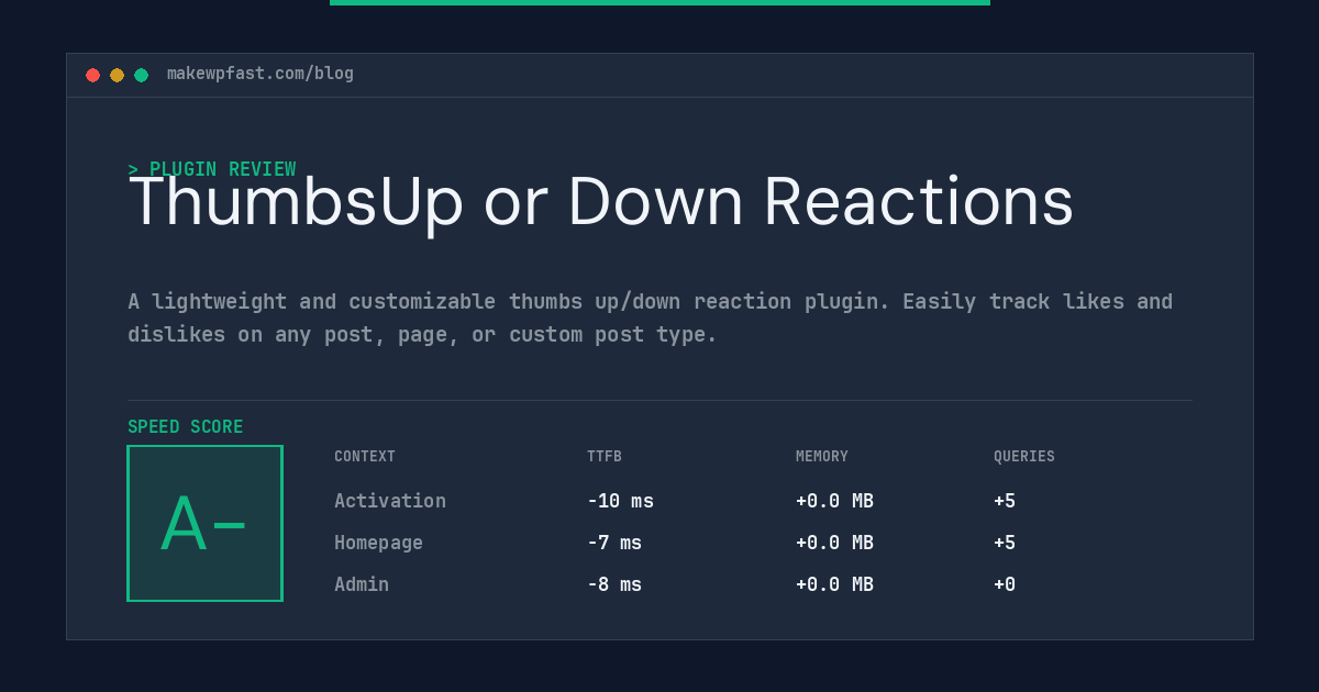 ThumbsUp or Down Reactions - MakeWPFast