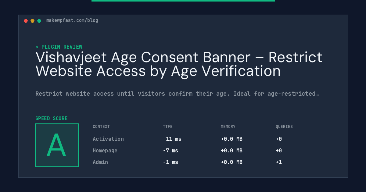 Vishavjeet Age Consent Banner – Restrict Website Access by Age Verification - MakeWPFast