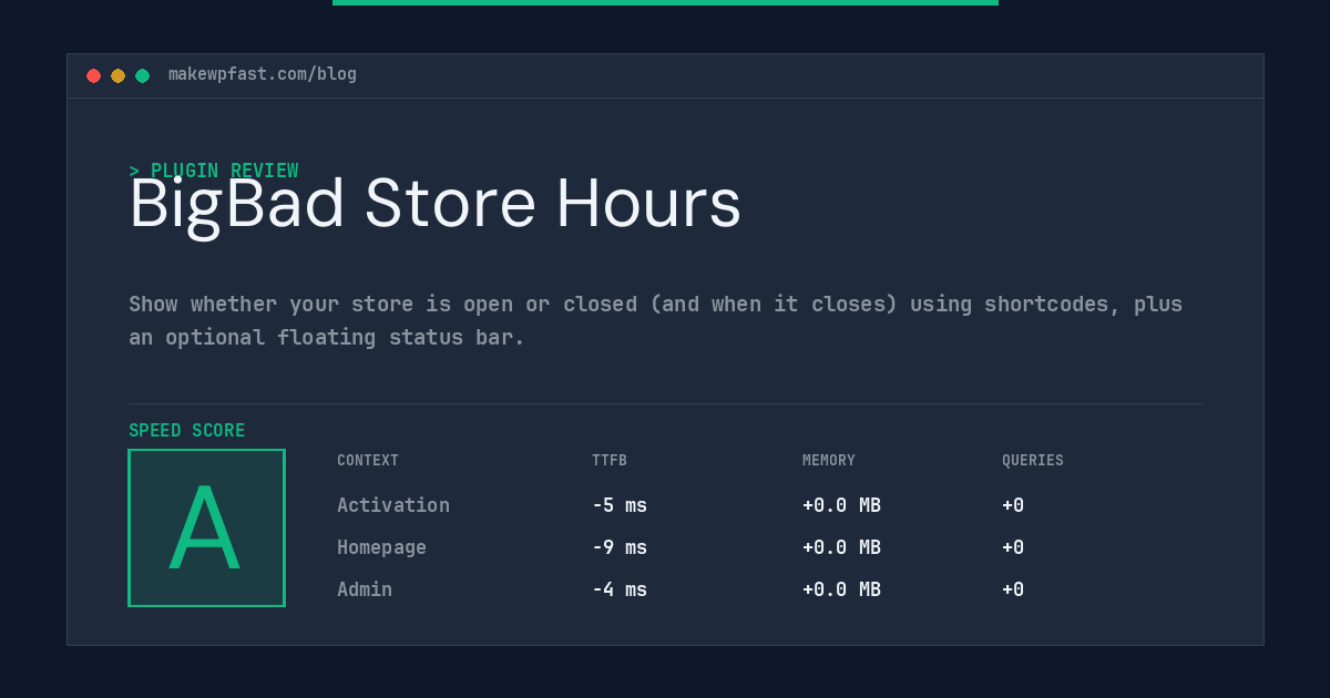 BigBad Store Hours - MakeWPFast