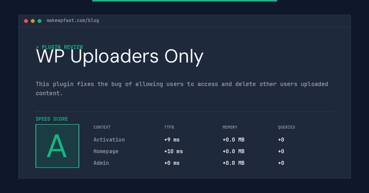 WP Uploaders Only - MakeWPFast