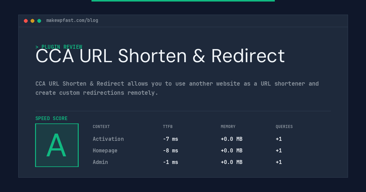 CCA URL Shorten & Redirect - MakeWPFast