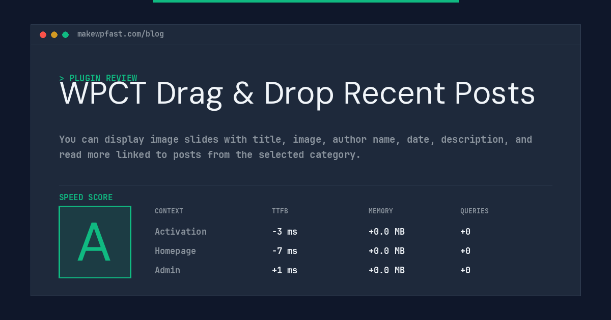 WPCT Drag & Drop Recent Posts - MakeWPFast
