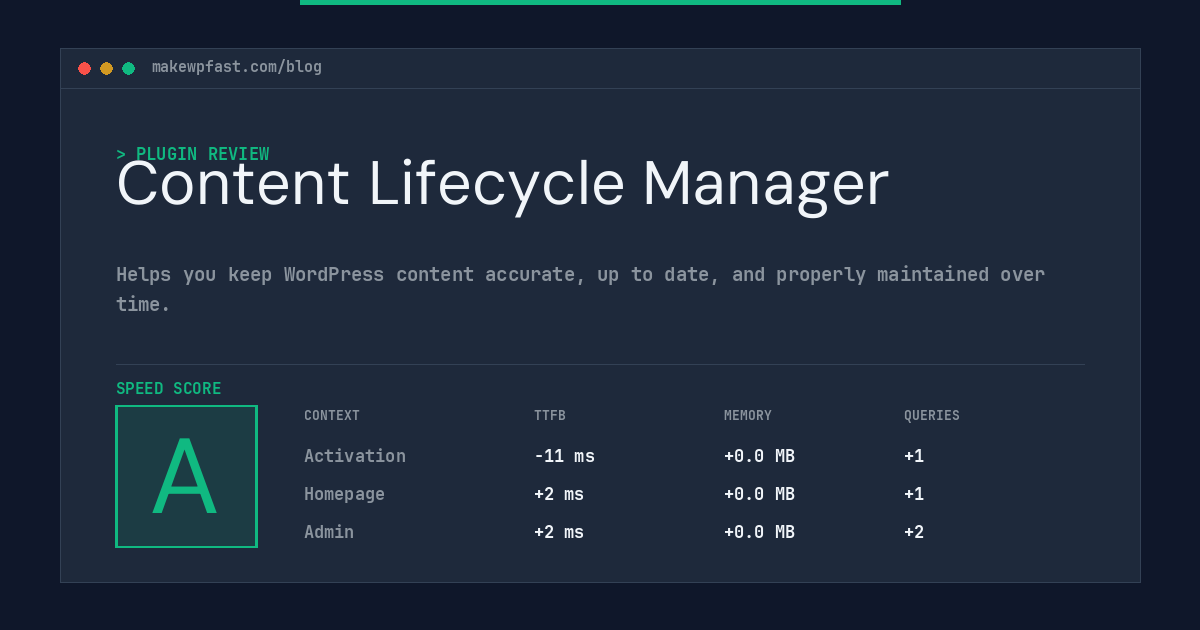 Content Lifecycle Manager - MakeWPFast