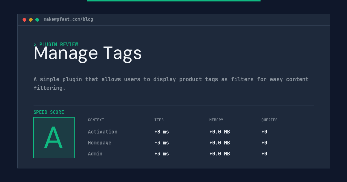 Manage Tags - MakeWPFast