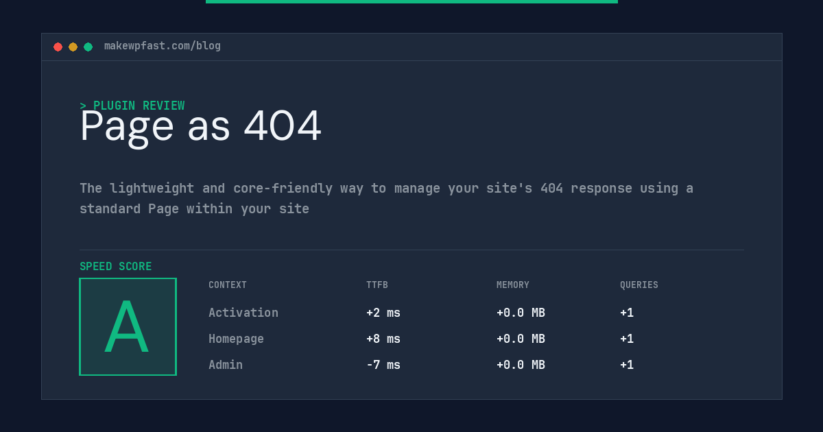 Page as 404 - MakeWPFast