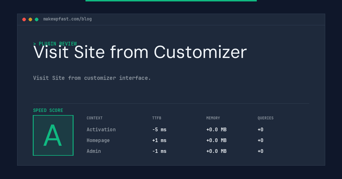 Visit Site from Customizer - MakeWPFast