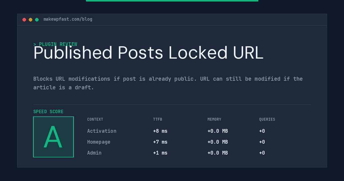 Published Posts Locked URL - MakeWPFast