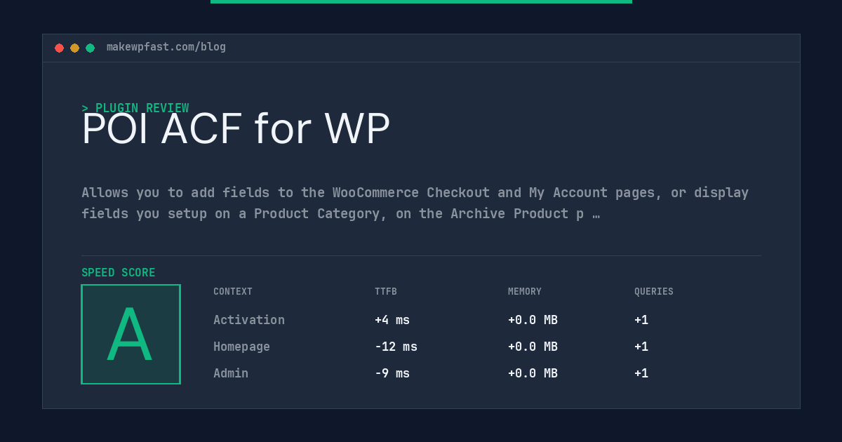 POI ACF for WP - MakeWPFast