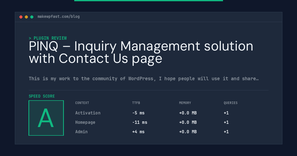 PINQ – Inquiry Management solution with Contact Us page - MakeWPFast