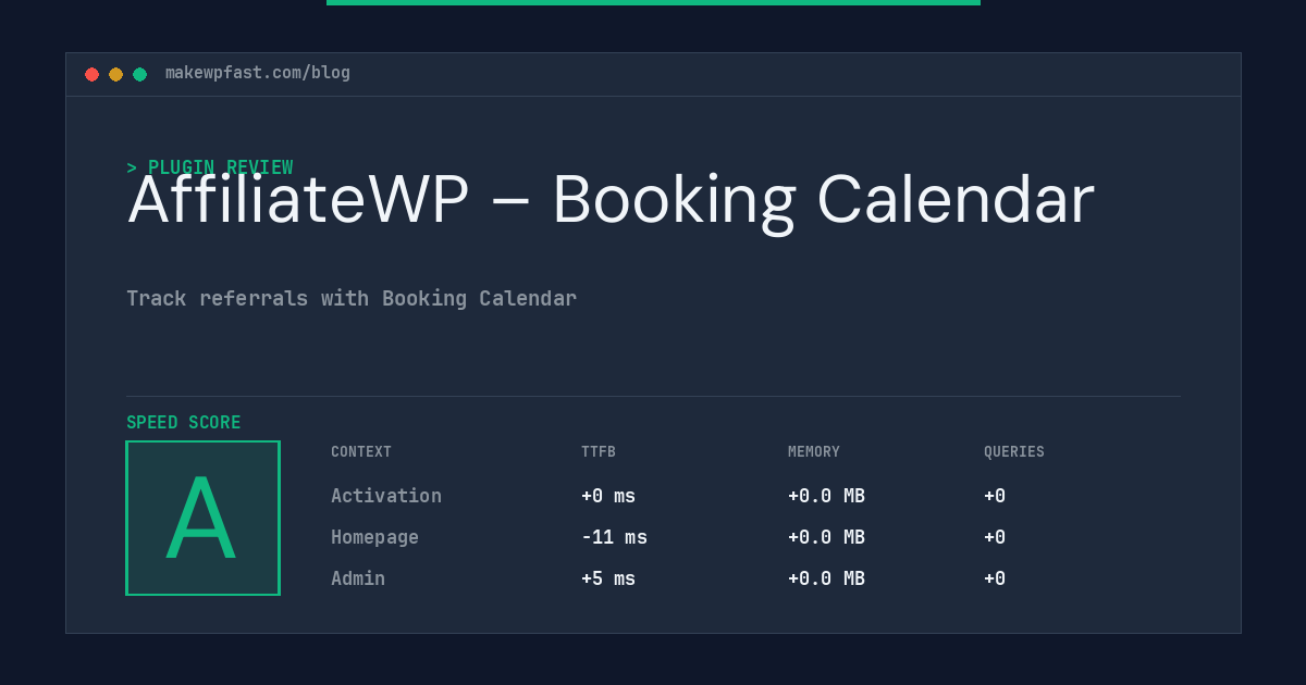 AffiliateWP – Booking Calendar - MakeWPFast
