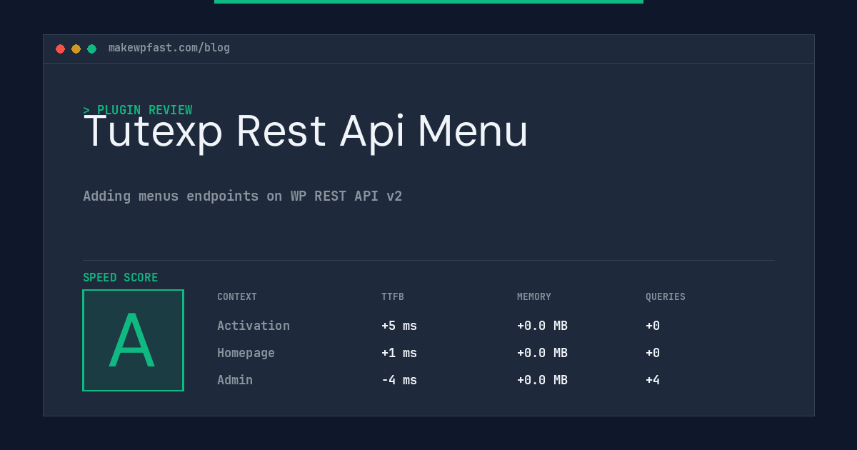 Tutexp Rest Api Menu - MakeWPFast