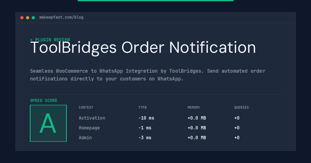 ToolBridges Order Notification - MakeWPFast