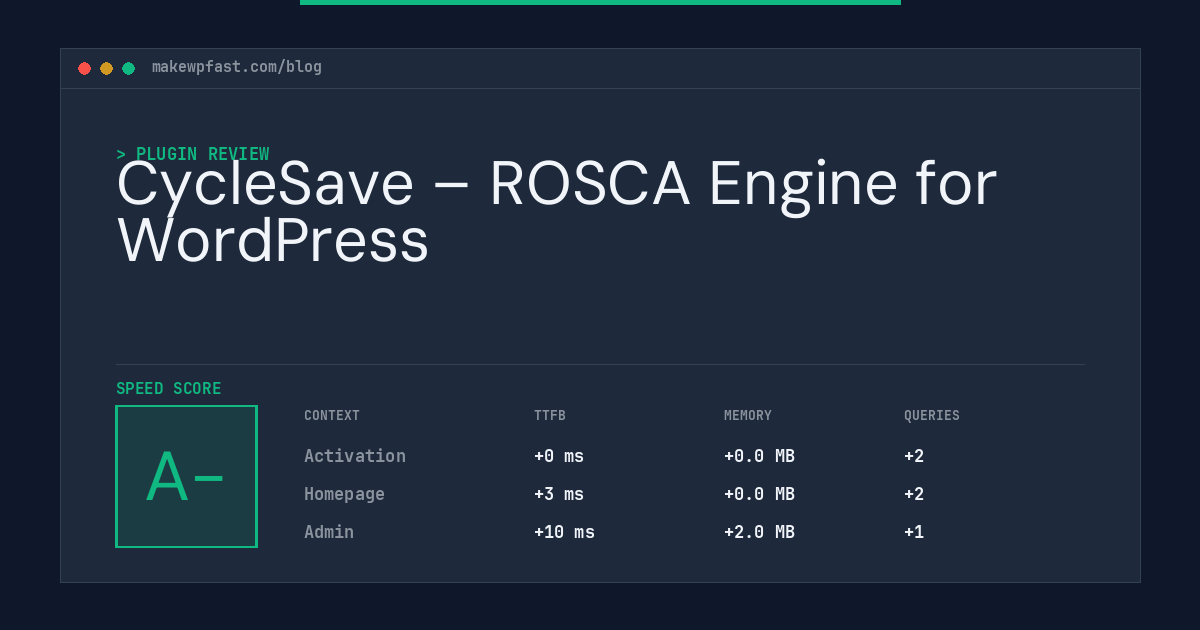 CycleSave – ROSCA Engine for WordPress - MakeWPFast